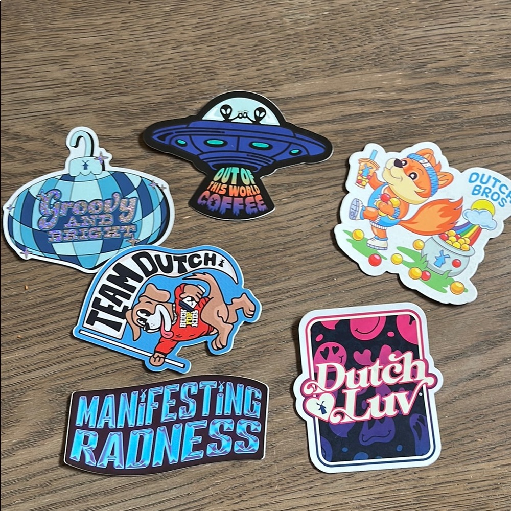 Colorful Dutch Bros Sticker Set with Fun Designs